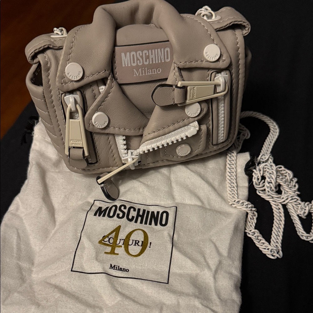 Moschino Taupe Jacket-Style Mini Bag